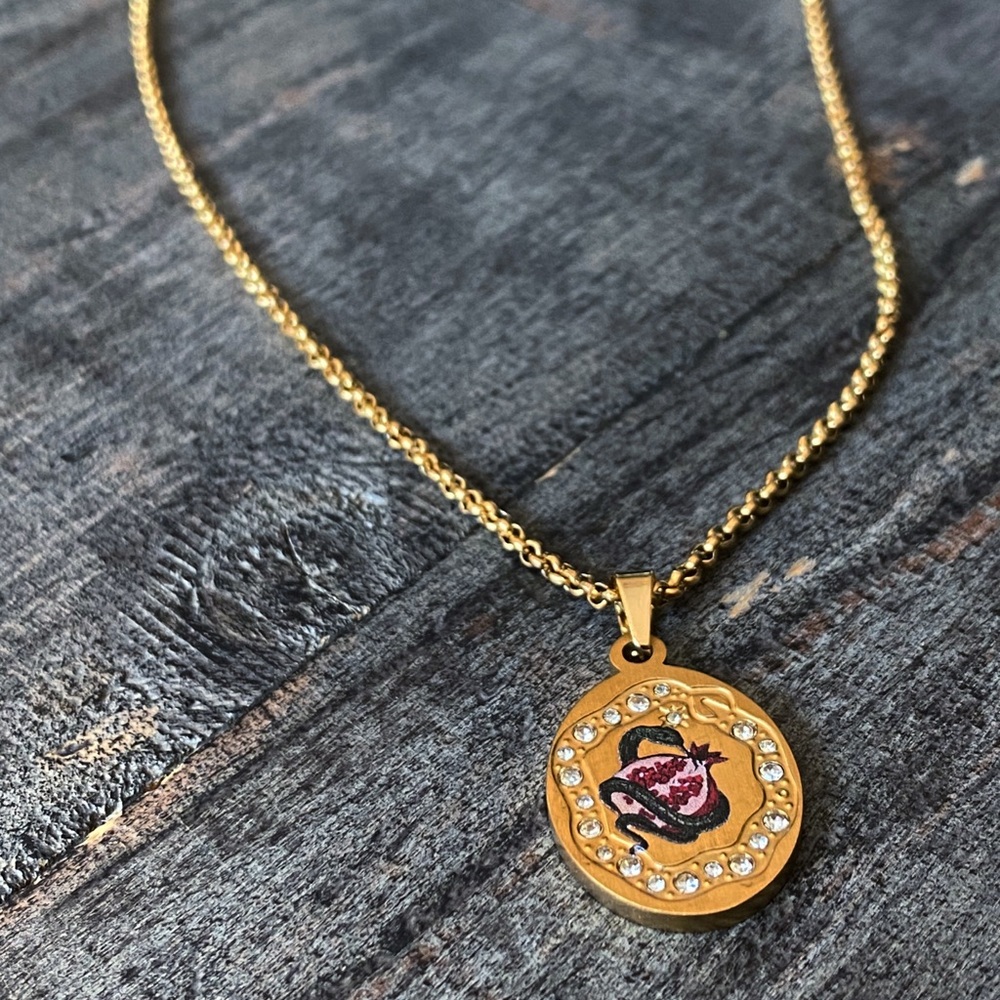 NEW Serpent & Pomegranate Rhinestone Layering Necklace - Picture 6 of 11